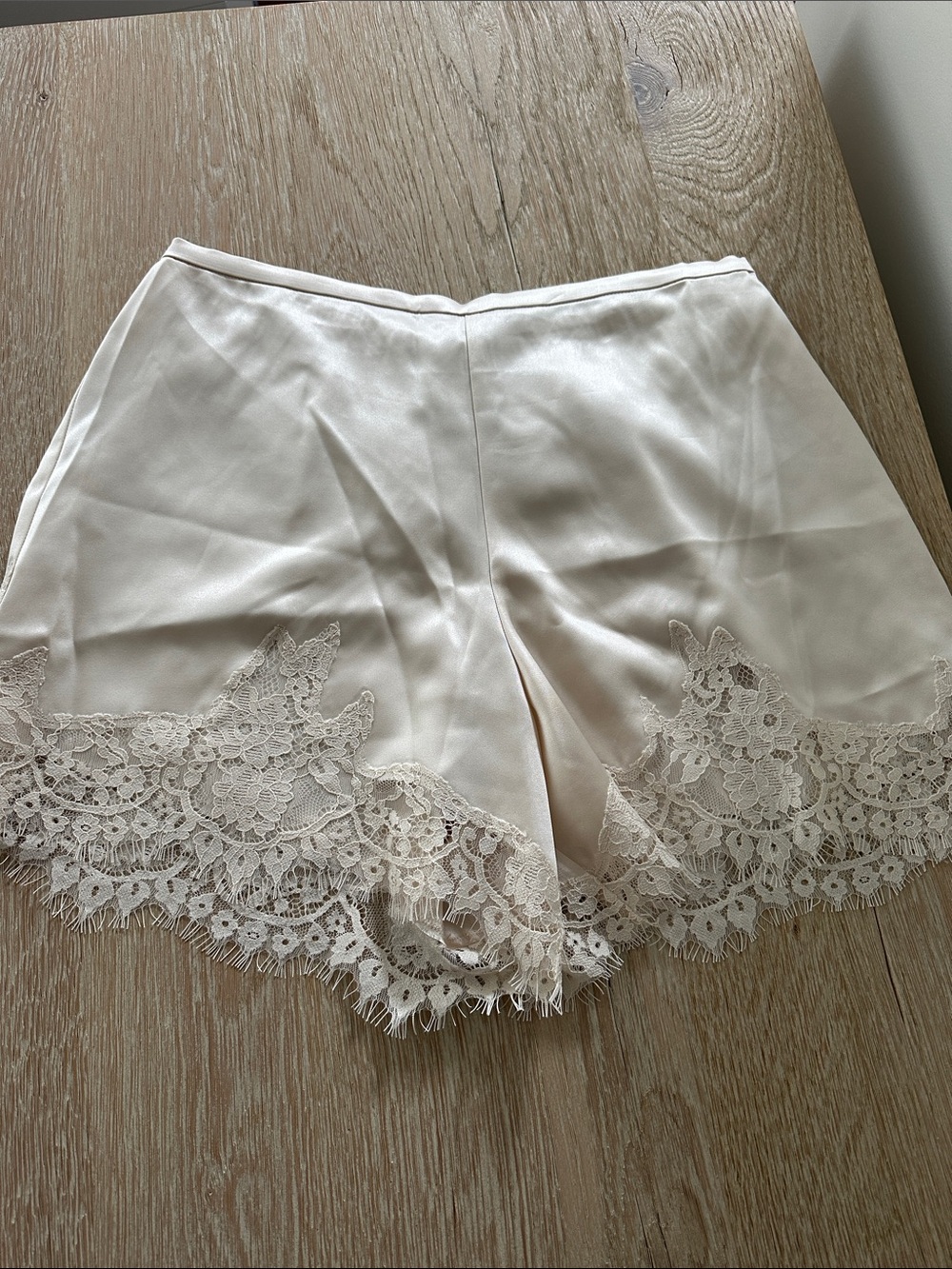 Reformation Fern Satin Lace-Trim Shorts